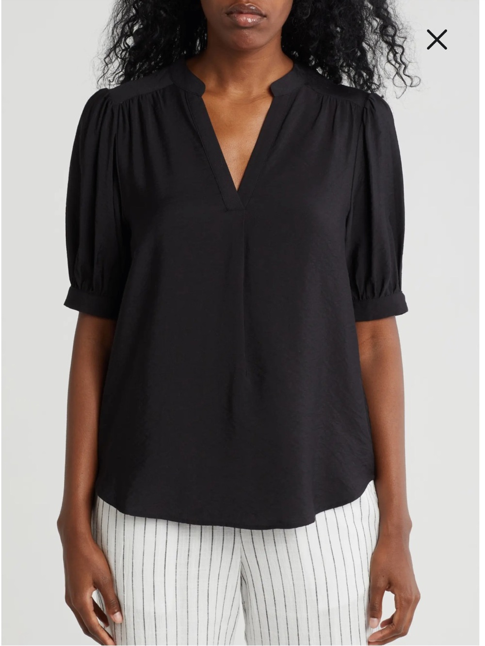 Pleione Black Ruffle Blouse